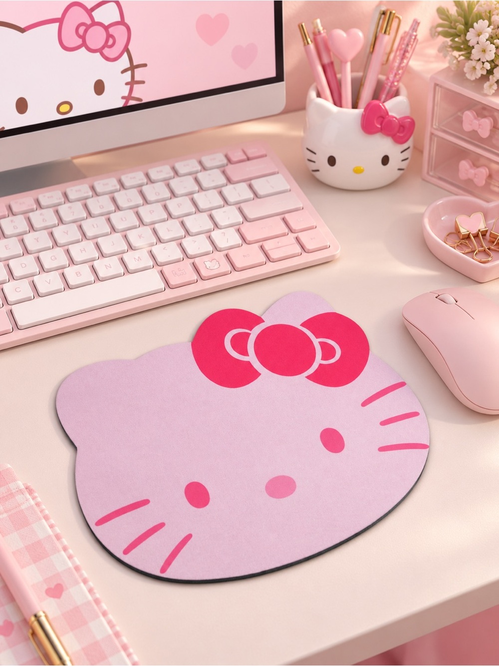 Hello Kitty Pink Face Mouse Pad Kawaii Desk Computer Accessory